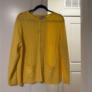 Allison Daley Sunny Yellow Cable Knit Cardigan
